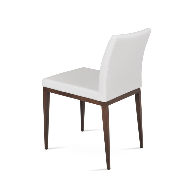 Aria MW Side chair, Walnut, White Leatherette