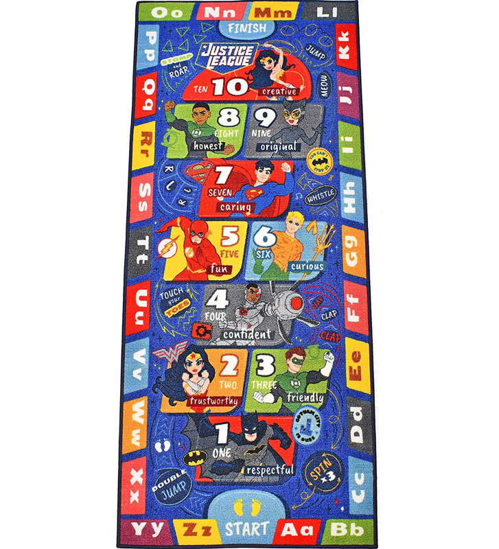 Justice League Kids Hopscotch Educational Rug, 2'7" x 6'0"