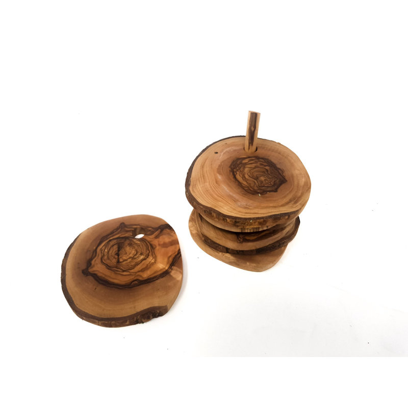 Wood Round 6 Piece Coaster Set