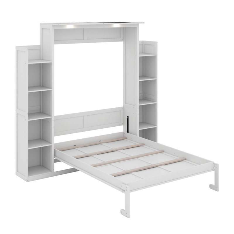 Lit escamotable double avec tablettes et DEL