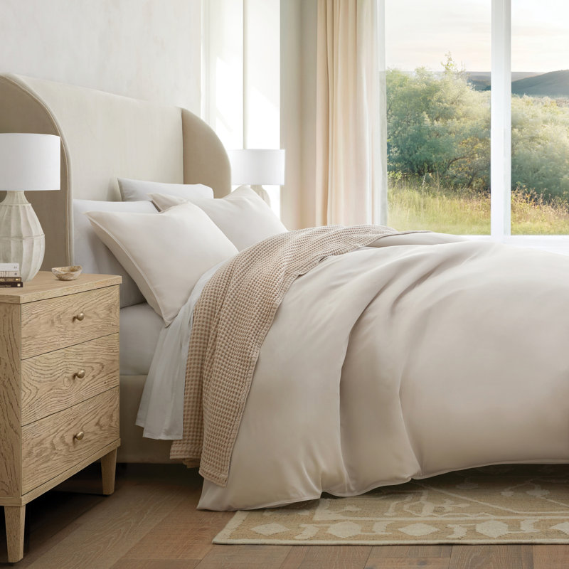 Ensemble de housse de couette et taies décoratives 100% rayonne de bambou, Très grand / Très grand californien, Dune