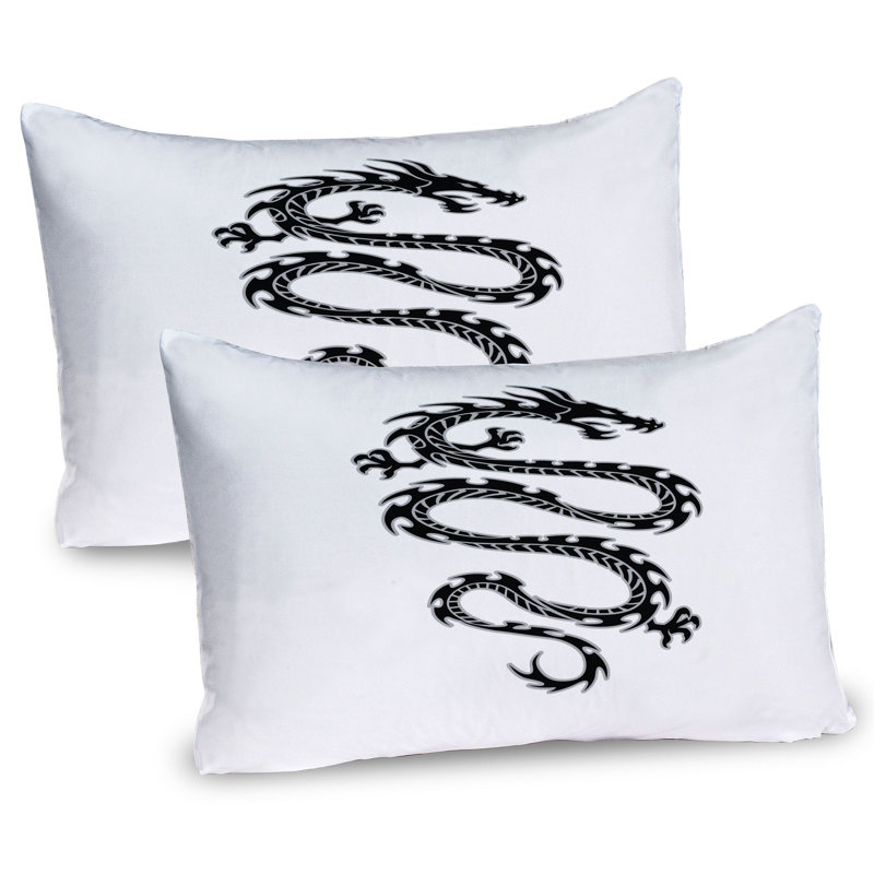 Ensemble de 2 taies décoratives Ambesonne Dragon Tribal Médiéval 36 po x 20 po