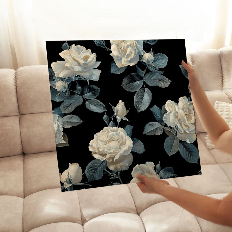 «Floral Luxe Roses IV», reproduction d'art moderne sans cadre, H 24 po x l 24 po