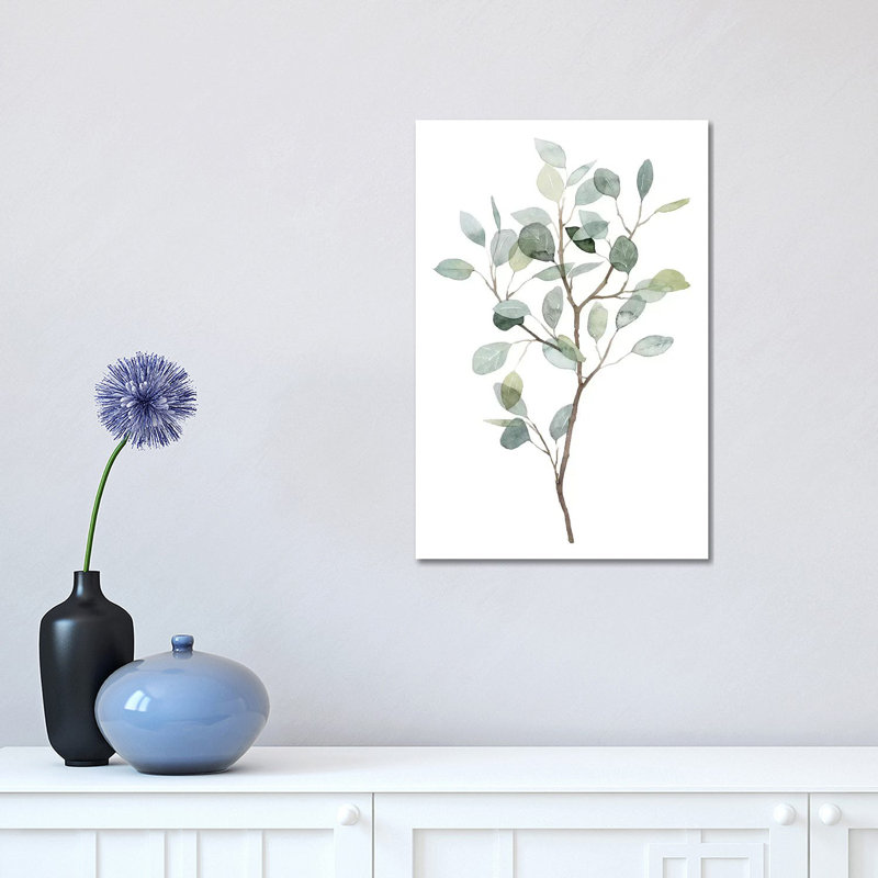 «Seaglass Eucalyptus I» par Grace Popp - peinture sur toile tendue, H 18 po x l 12 po x 1,5 po
