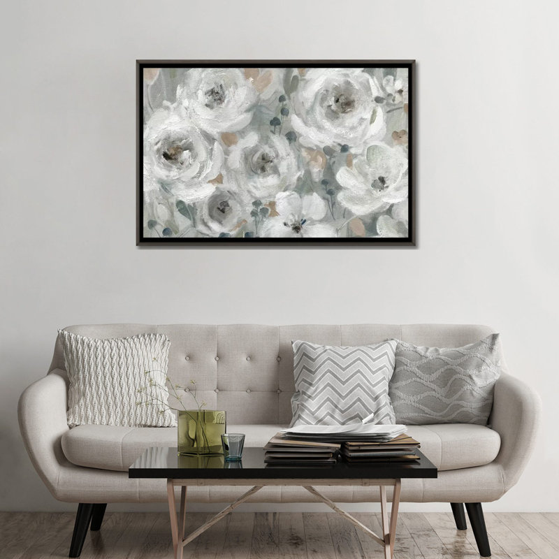 «Neutral Symphony» par Carol Robinson - reproduction imprimée, Toile encadrée de bois rustique foncé, Pas de tapis