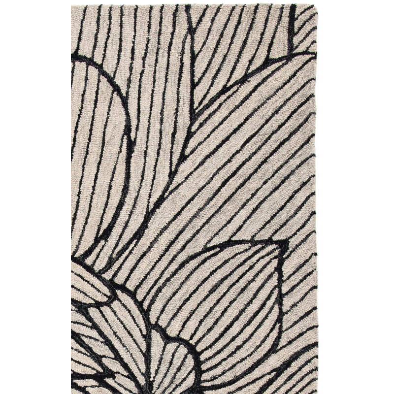 Tapis floral en laine et coton touffeté à la main Courtenay, Rectangle 4 pi x 6 pi