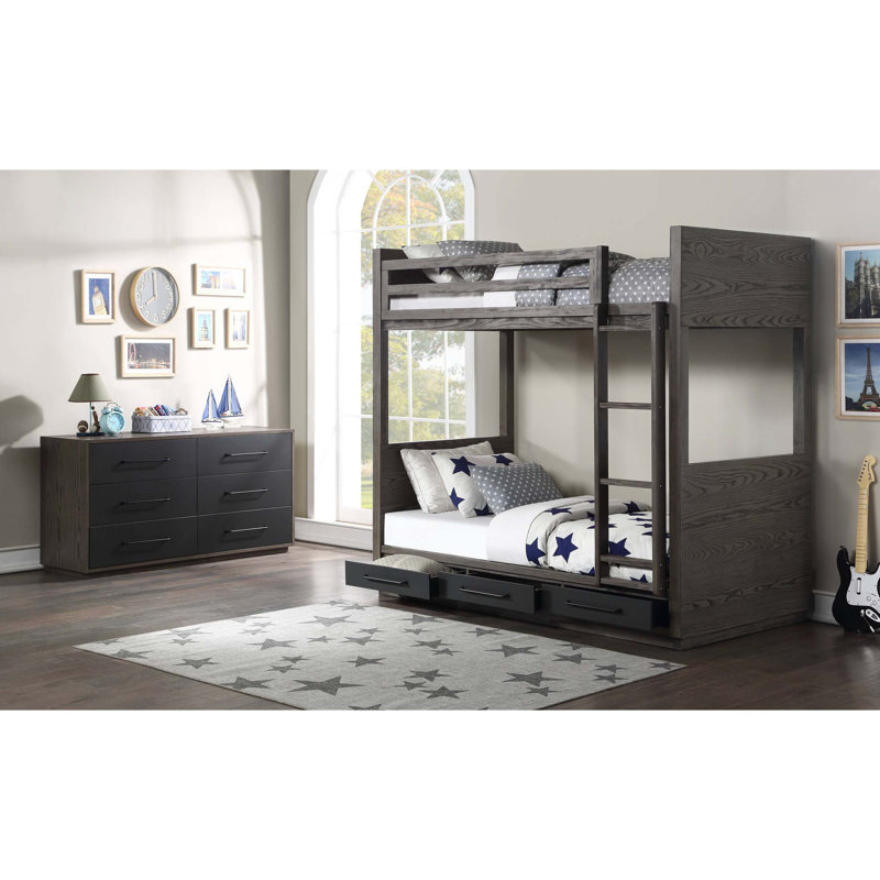 Estevon 6-Drawer Rectangular Dresser in Grey Oak
