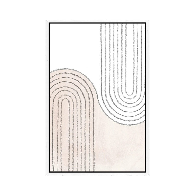 Curved Lines 1 Piece Painting on Canvas, 101.6cm H x 66.04cm W x 3.81cm D, White Framed
