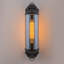 Applique murale d'extérieur noir mat avec verre nervuré cognac, lampe murale d'extérieur H 19,7 po, étanche IP44 et homologué UL