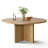 Modern 7-Piece 60-Inch Round Oak Veneer Dining Set With 6 Linen Chairs-231297748
