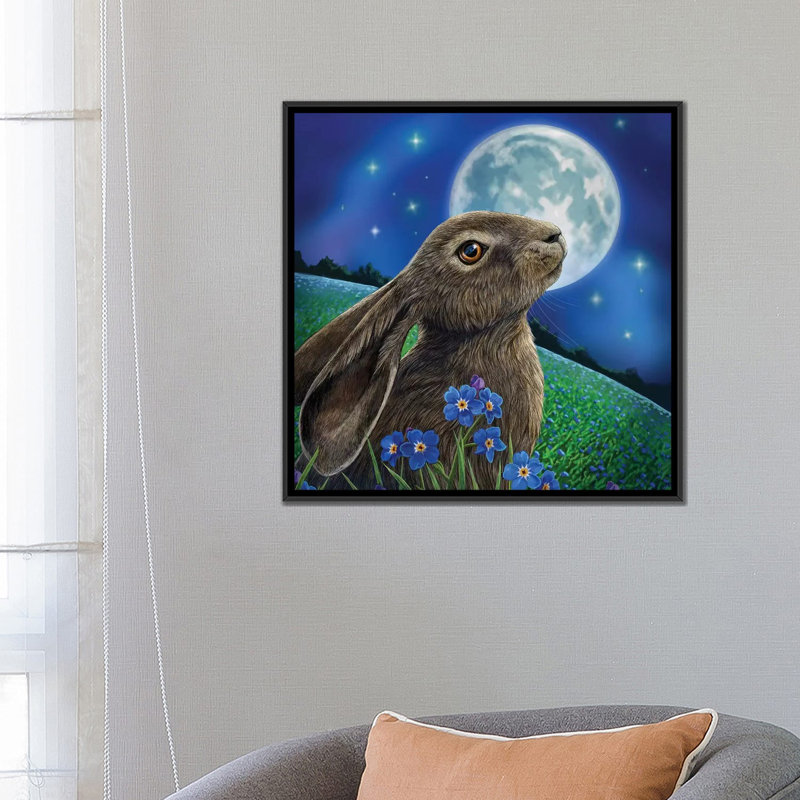 «Moon Gazer», impression sur toile, H 18 po x l 18 po x P 1,5 po, Toile encadrée noire, Pas de tapis