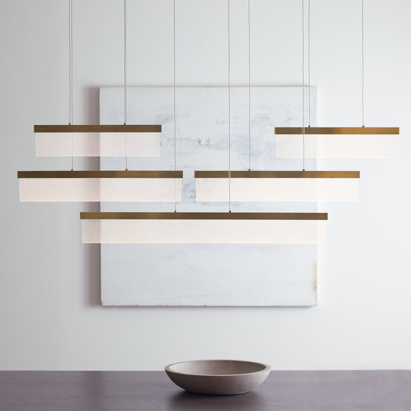 Sweep 5 - Light LED Chandelier, Aged Brass