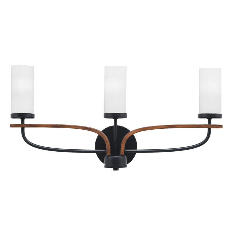 Barre d'éclairage de salle de bain 3 lumières Annali, Noir / brun