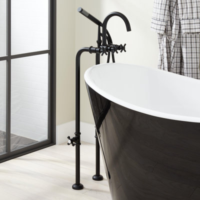 Sebastian Floor Mounted Tub Faucet with Cross Handles