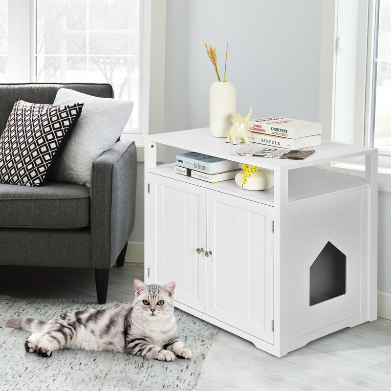 Bac à litière pour chat en bois avec couvercle de rangement pour animaux de compagnie Murphy Pet ™ d'AucielloTucker Murphy