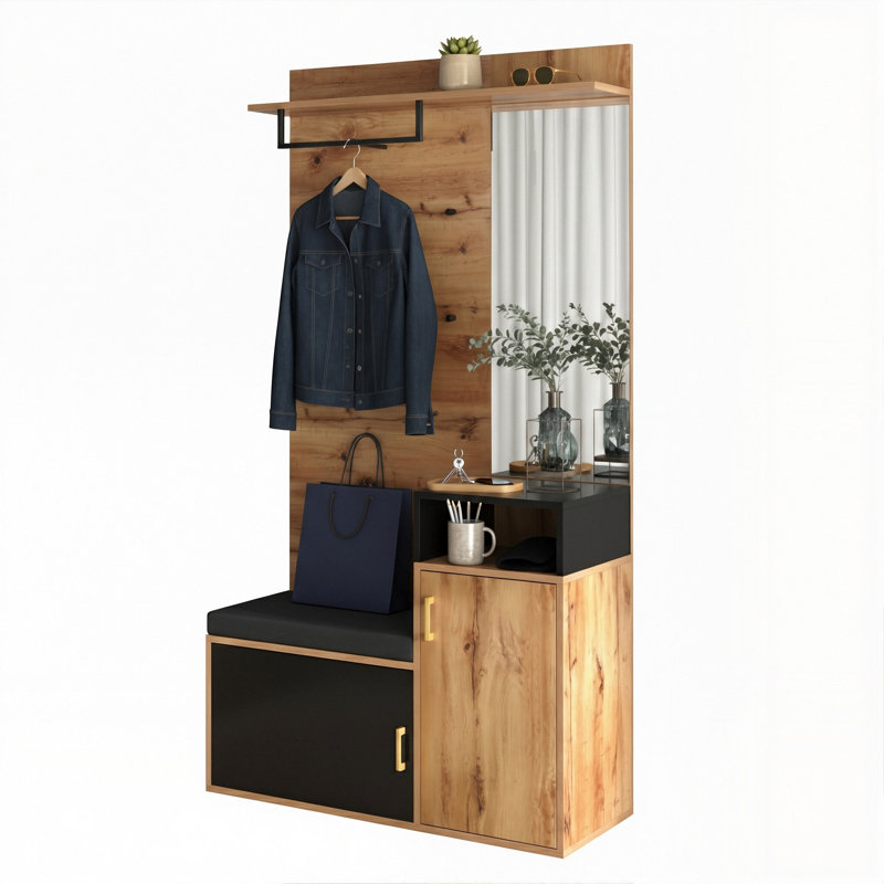 105 cm W Hall Tree with Storage Bench and Shoe Storage