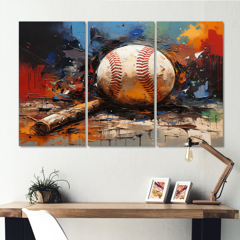 Baseball Collage II 3 pièces, H 28 po x l 36 po