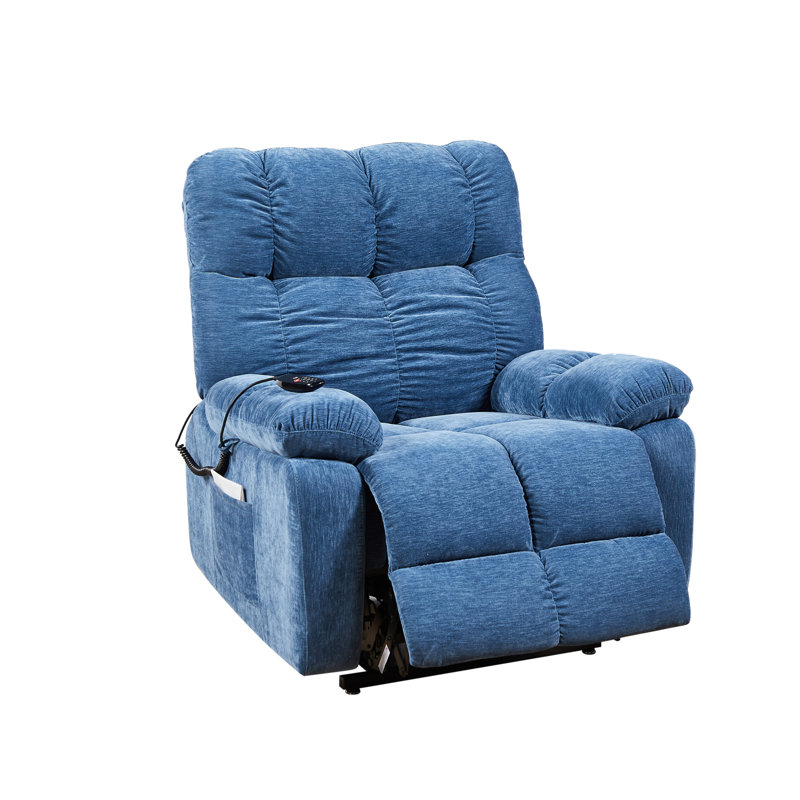Lira Dual OKIN Motor Power Lift Massage Recliner Chair, Blue Fabric