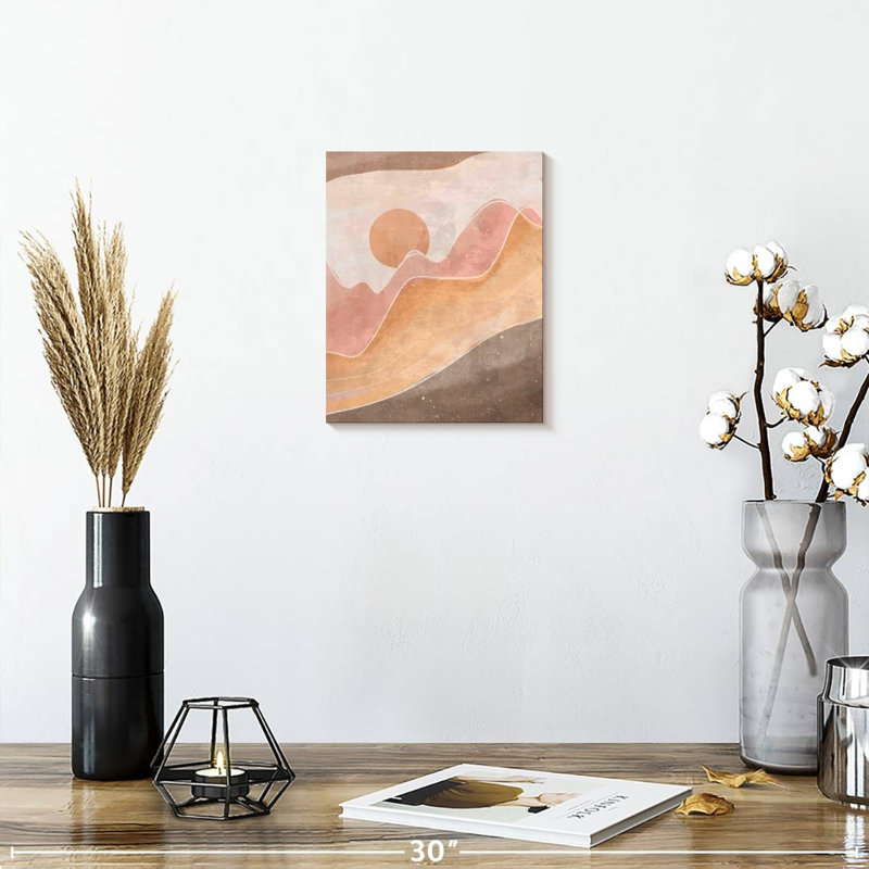 Simple coucher de soleil sur toile, H 10 po x l 8 po x P 1 po