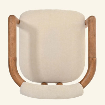 Modern Accent Chairs Set of 2, Rubber Wood Frame Dining Chairs with Fabric Upholstered Seat & Backrest , Comfy Arm Chairs for Living Room Bedroom Dining Room, Mid-Century Side Chairs