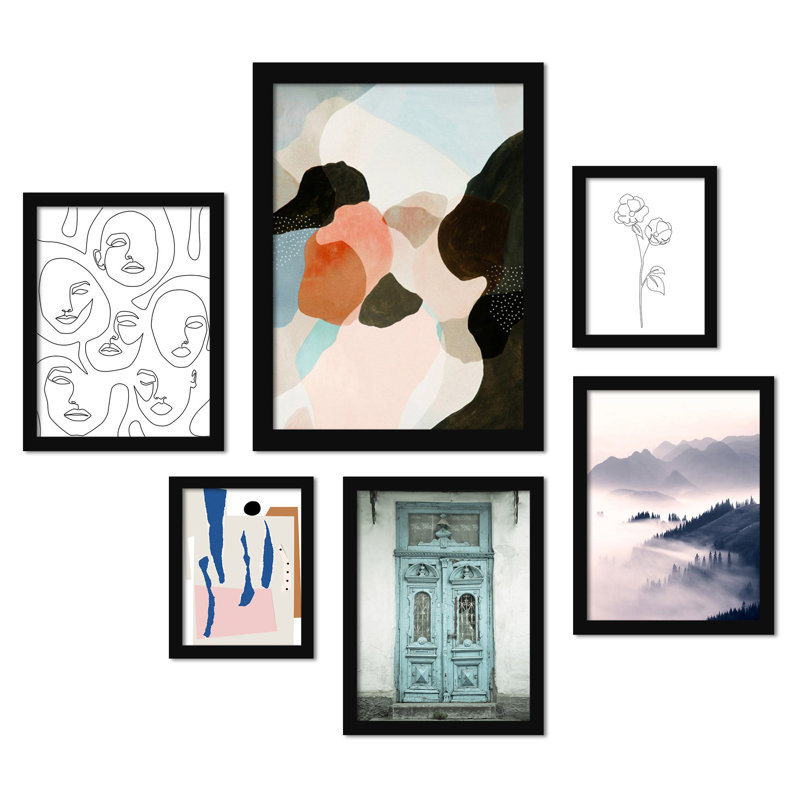 Ensemble de 6 toiles abstraites contemporaines