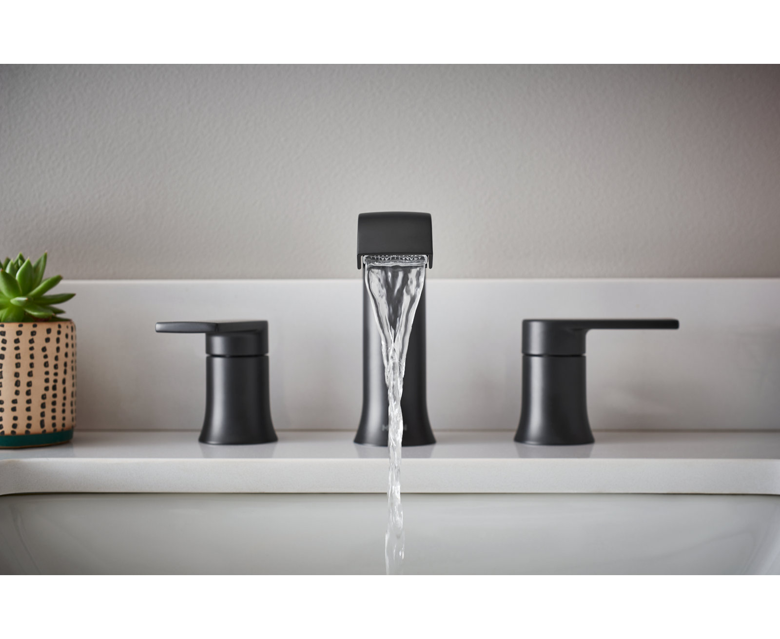 Genta LX Widespread Bathroom Faucet Trim, Matte Black