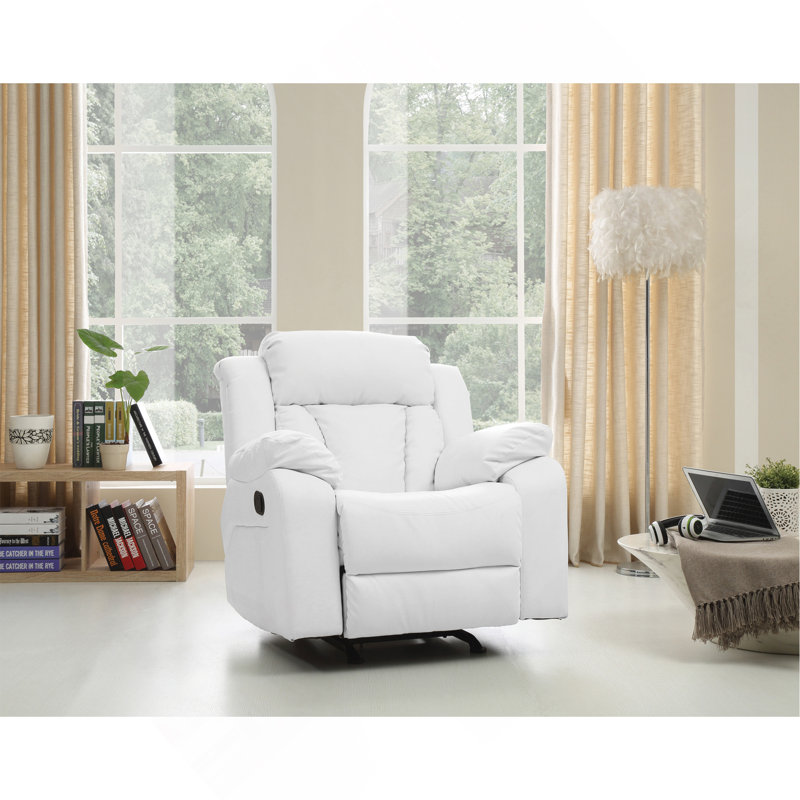 Elegant White Recliner With Padded Arms