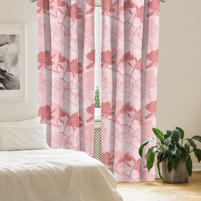 East Urban Home Pink Floral Curtains Magnolia Flowers Spring Pair of 28 Pale Ruby Rose Blush -  3F842007F6754C6CA471C903ACC2016B