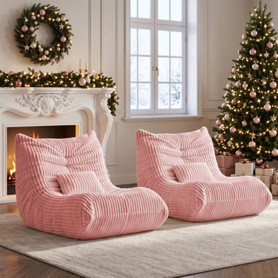 Ensemble de 2 grands poufs poire pour adultes, fauteuil lounge géant sans accoudoirs en velours côtelé, garni de mousse à mémoire de forme, canapé de sol confortable pour chambre, salon ou salle de jeux.