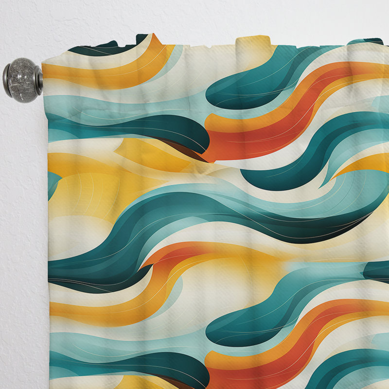Mod Wave Revival I - Rideau en velours Mid-Century - obscurcissant - 1 panneau, L 52 po x L 108 po
