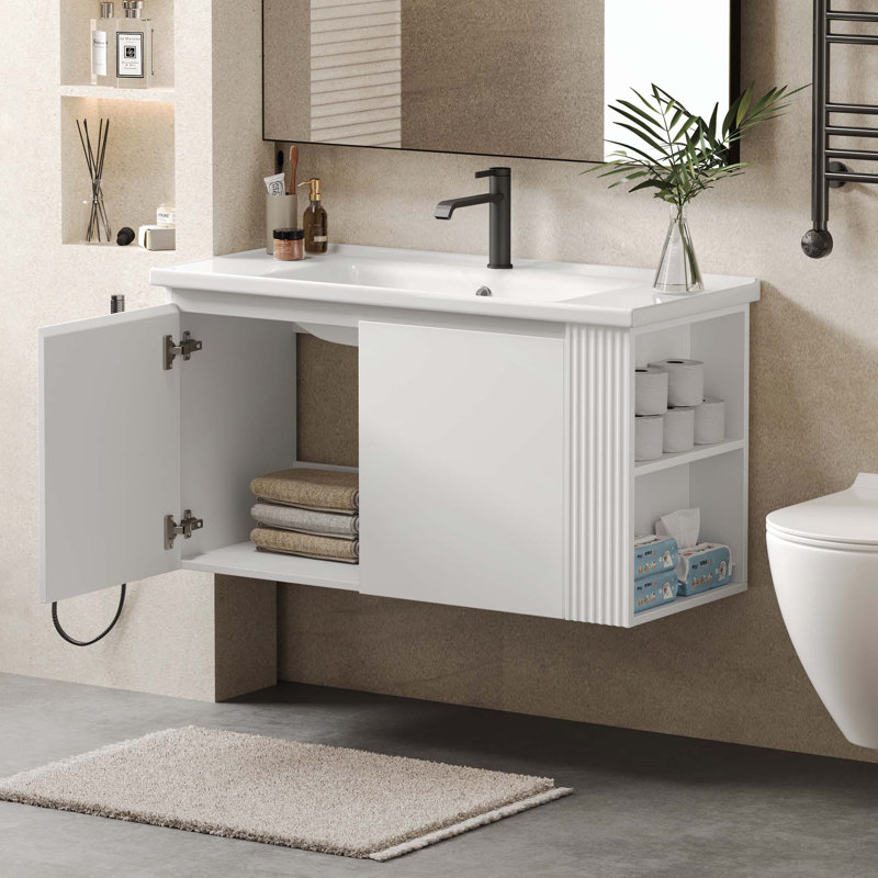 Meuble-lavabo mural polyvalent avec caractéristiques avancées et design élégant