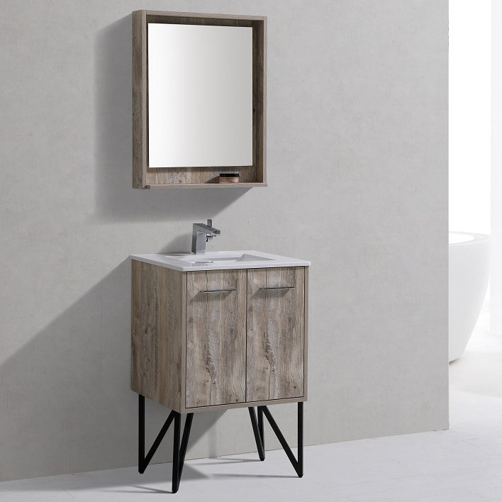 Almaraz 23.75'' Single Bathroom Vanity with Quartz Top, Nature Wood