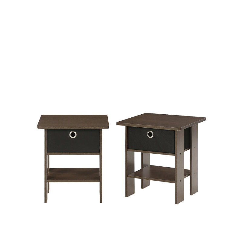 Joseph Side Table Nightstand with Bin Drawer, 2 per set, Dark Brown