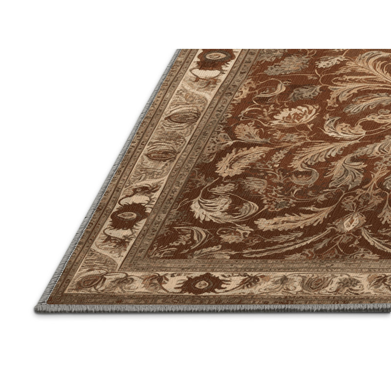 Tapis brun lavable à la machine, Carré 8 pi