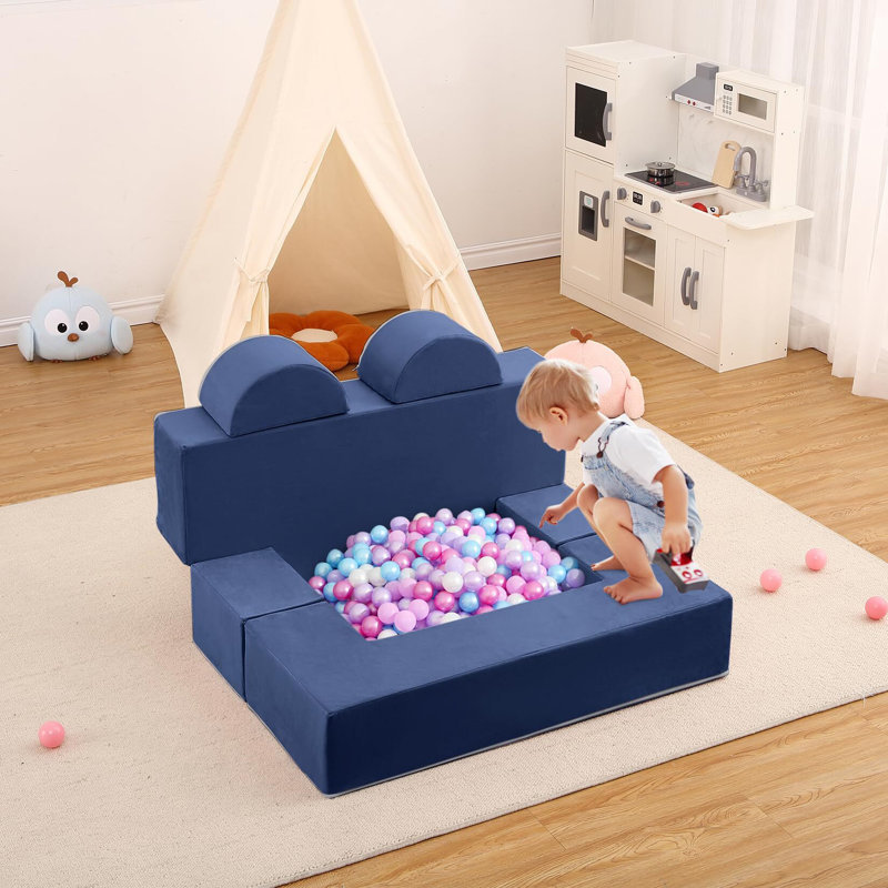 Canapé pour enfants, canapé modulaire pour tout-petits 6 pièces, Similicuir bleu