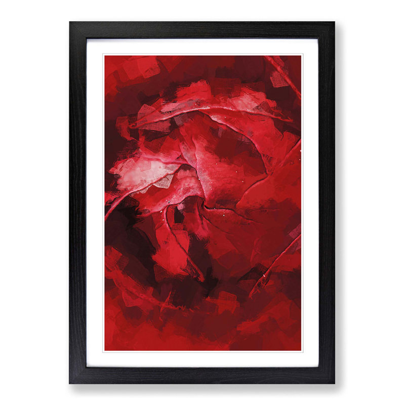 Petals of Red Flower - Picture Frame Graphic Art Print, 36cm H x 27cm W x 2cm D, Black Framed