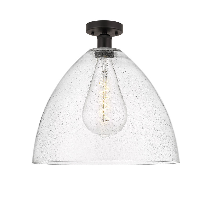 Alleson Glass Semi Flush Mount, 18.75" H x 16" W x 16" D, Oil Rubbed Bronze