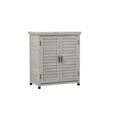 31X17x36'' Outdoor Potting Bench With Grey Storage Cabinet & Metal Table - Long-Lasting Hemlock Build For Garden Patio Workstation Cabinet,