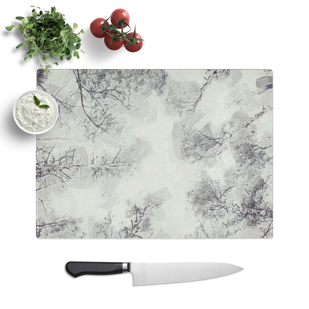 Tempered Glass Tree Tops in Winter in Abstract Chopping Board