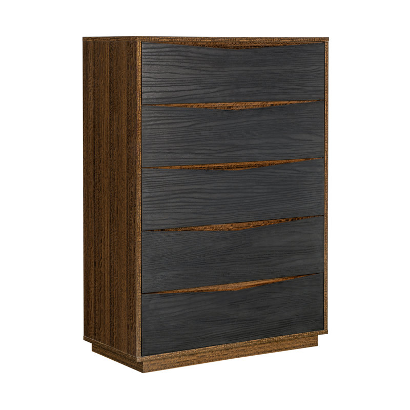 Commode 5 tiroirs Kayner - Gris anthracite