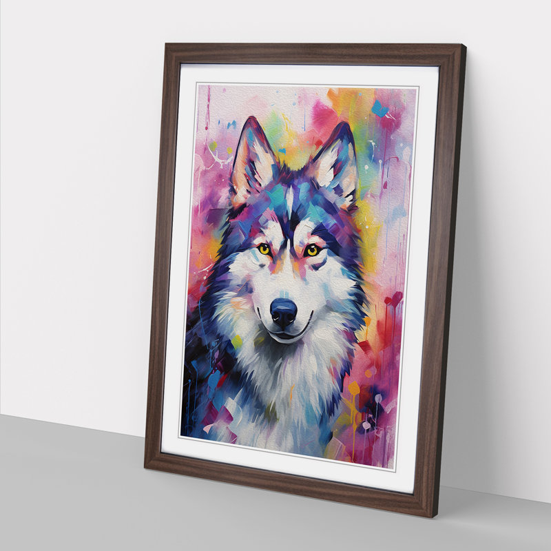 Husky Impressionism - Framed Print, Walnut Framed, 34cm H x 25cm W x 2cm D