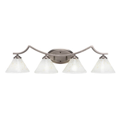 Barre d'éclairage de salle de bain 4 lumières Zilo au fini graphite avec verre doré 7 po