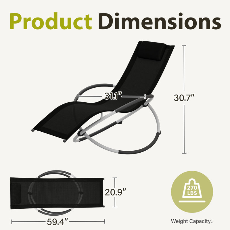 Foldable outdoor rocking chair, Noir, noir, noir, noir