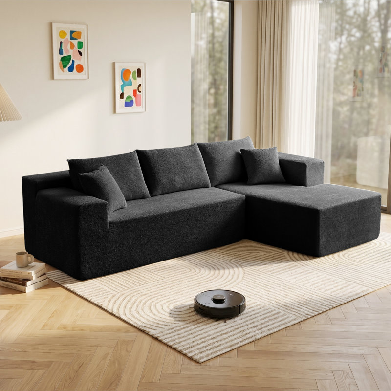 Canapé modulaire Ellie Cloudy Boneless, Orienté à droite, Velours côtelé noir
