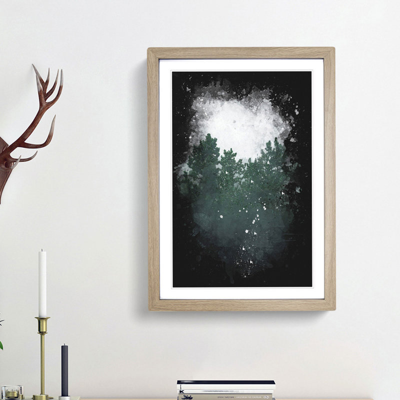 Snowing Upon The Trees - Painting, 33cm H x 24cm W x 2cm D, Oak Single Picture Frame Wood