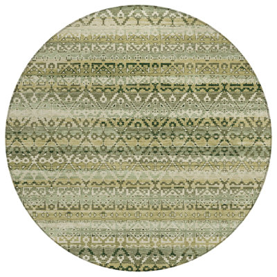 Machine Washable Indoor/Outdoor Xhevrie Green Rug