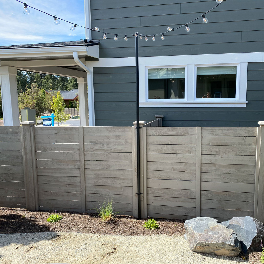 9.5ft Heavy-Duty String Light Pole Stand with Mounting Brackets for Fence or Deck Railing Arlmont & Co.