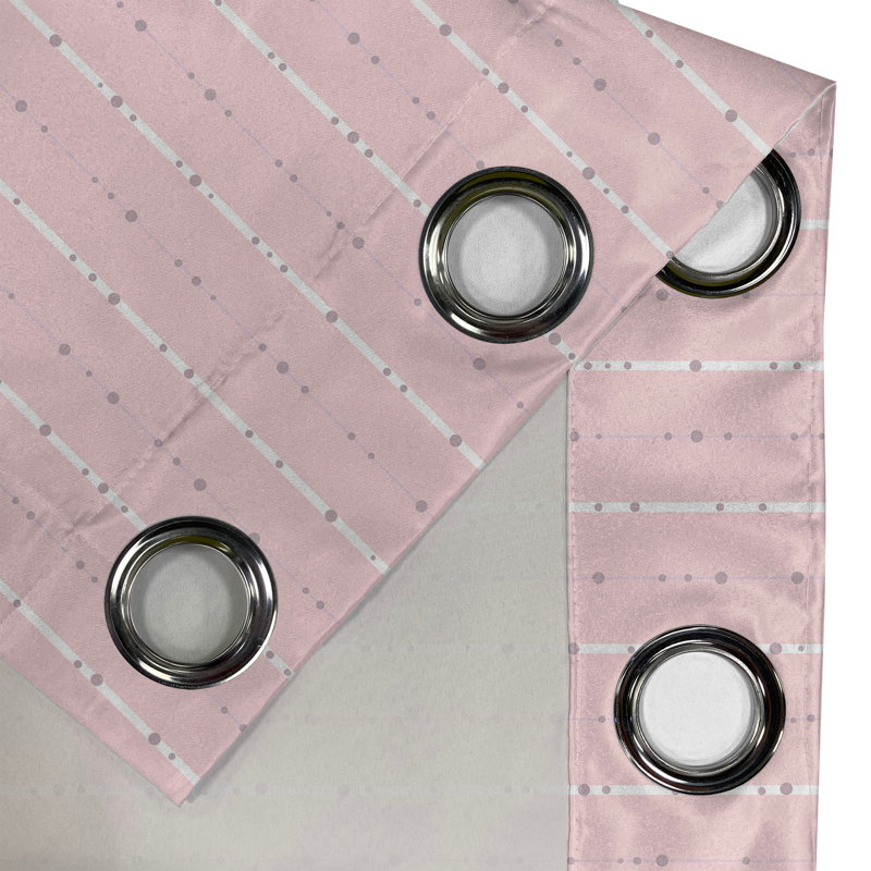 Ambesonne Geometric Grommet Curtain Abstract Stripes Dots Art Pale Pink White and Mauve, 50"  W x 108" L