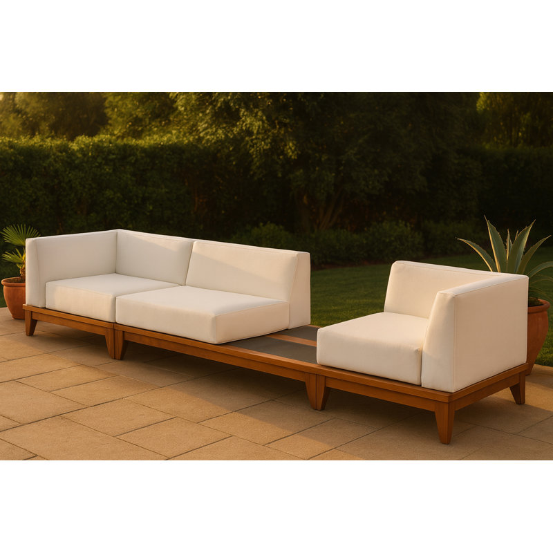 Rio 125" Wide Outdoor Patio Sofa with Cushions