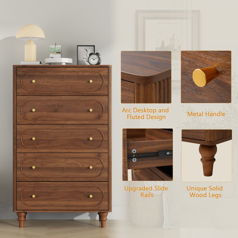 5 - Drawer Accent Chest, Walnut